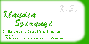 klaudia sziranyi business card